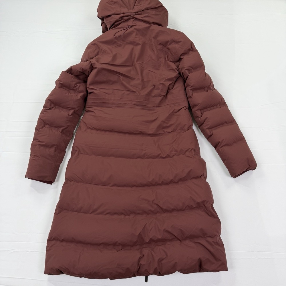 Lululemon Long Puffer Coat Women's 6 Burgundy Goose Down Hooded Winter Parka - Picture 16 of 16